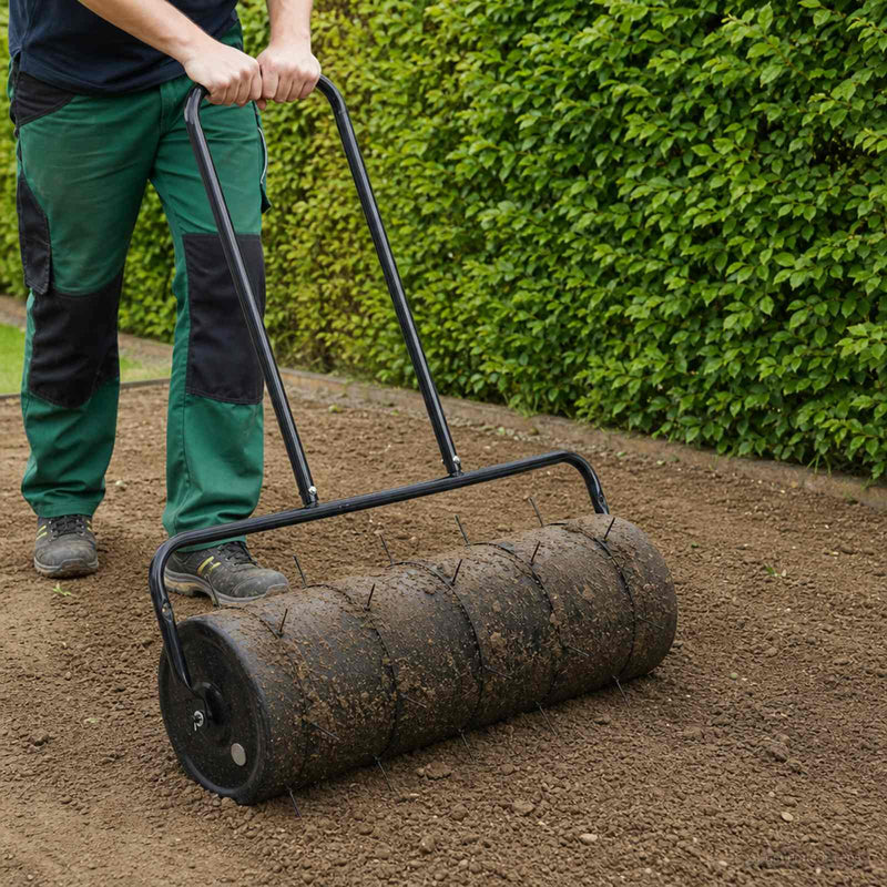 Rola de gazon cu aerator și cleme Ø 30 x 90 cm Oțel