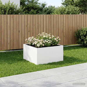 Vază pentru Grădină Alb 80 x 80 x 40 cm Oțel laminat la rece