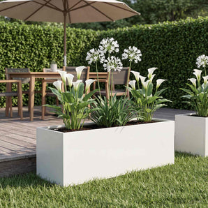 Vază pentru Grădină Alb 40 x 20 x 20 cm Oțel laminat la rece