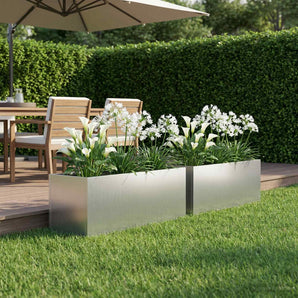Vază pentru Grădină 2 buc. Argintiu 60 x 20 x 20 cm