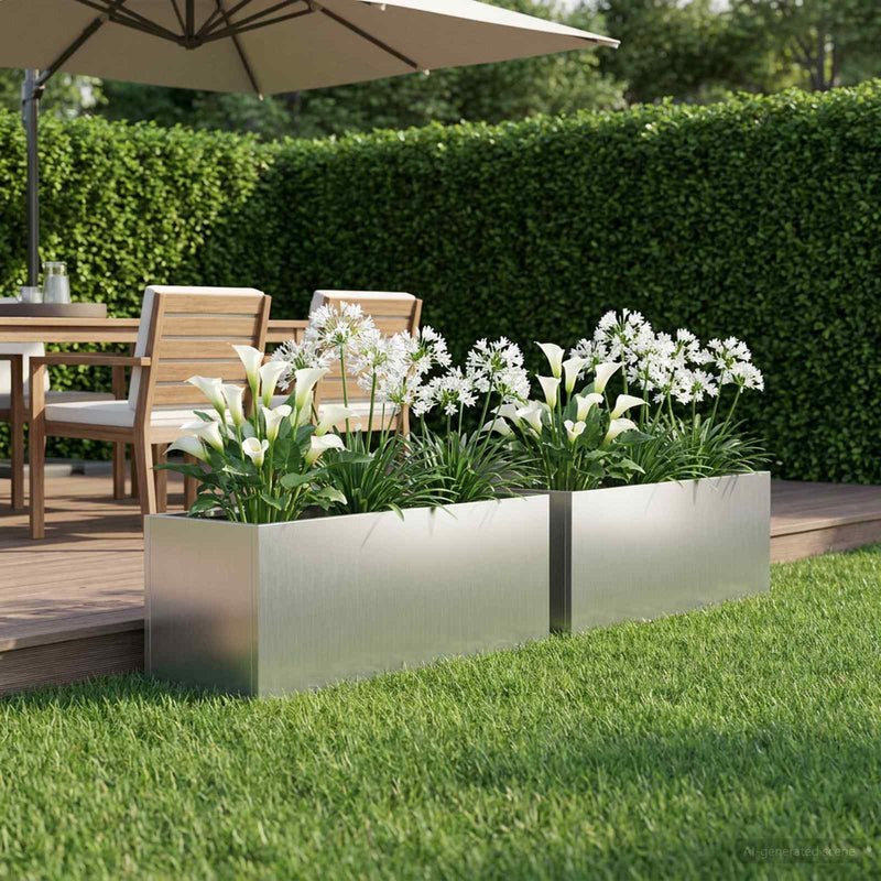 Vază pentru Grădină 2 buc. Argintiu 60 x 20 x 20 cm