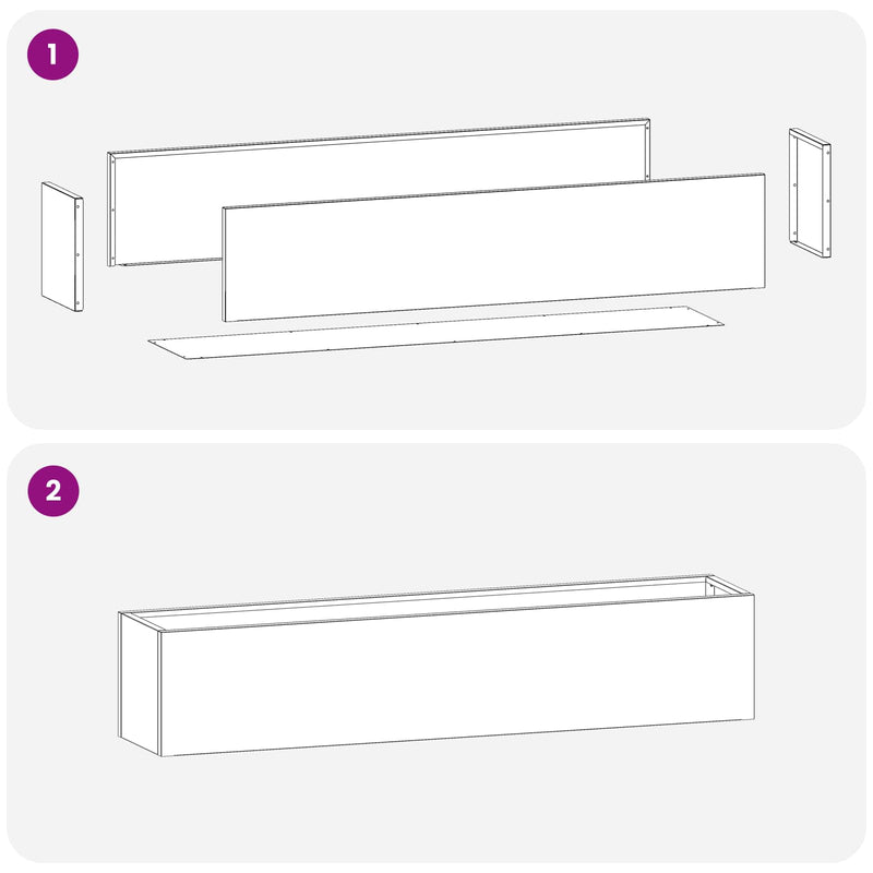 Vază pentru Grădină 2 buc. Argintiu 100 x 20 x 20 cm