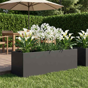 Vază pentru Grădină Negru 80 x 30 x 30 cm Oțel laminat la rece