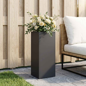 Vază pentru Grădină Negru 20 x 20 x 40 cm Oțel laminat la rece