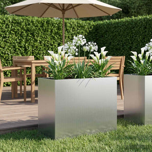 Vază pentru Grădină Argintiu 60 x 30 x 40 cm Oțel Galvanizat