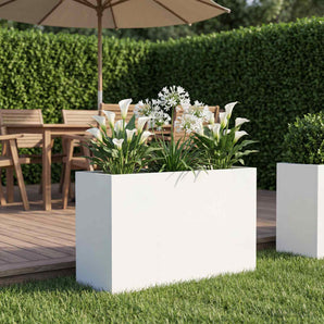 Vază pentru Grădină Alb 80 x 30 x 40 cm Oțel laminat la rece