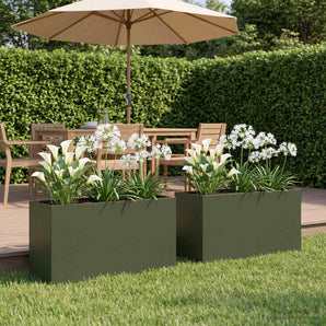 Vază pentru Grădină 2 buc. Verde măsliniu 80 x 30 x 50 cm