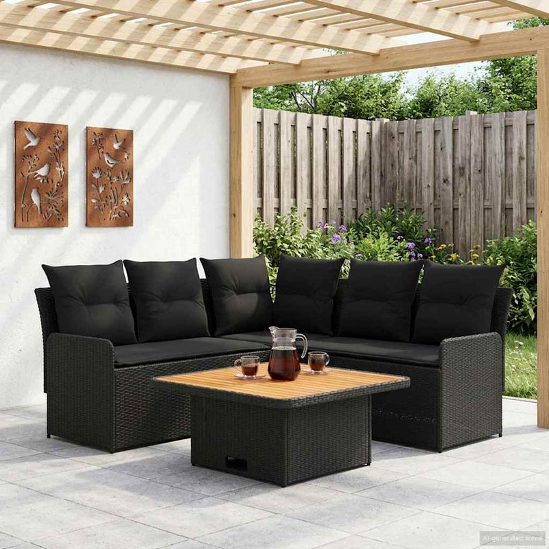 Seturi de mobilier 4 buc. Negru Ratan PE