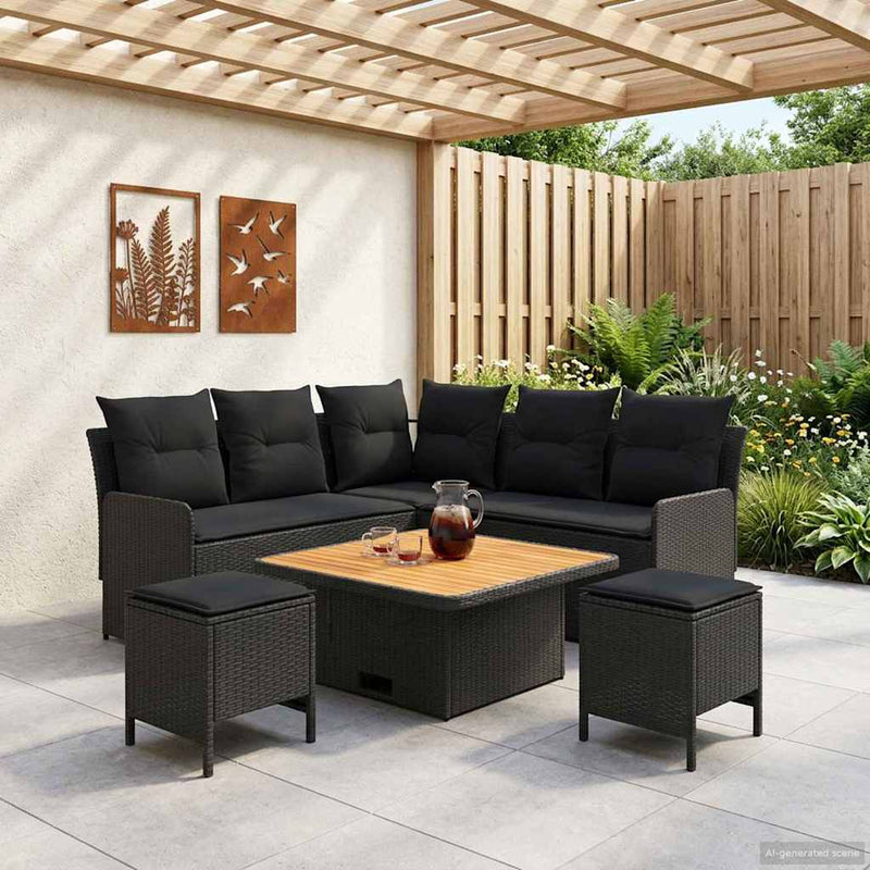 Seturi de mobilier 6 buc. Negru Ratan PE