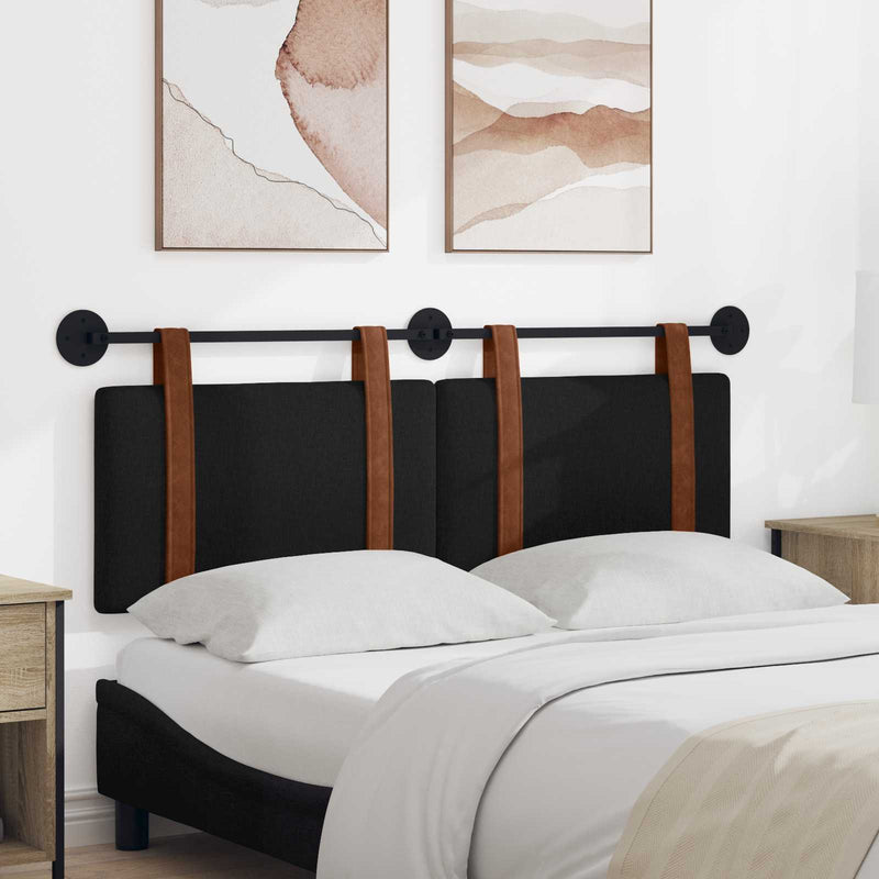 Cap de pat suspendat Pe perete Negru 130 x 55 x 5 cm PU antic