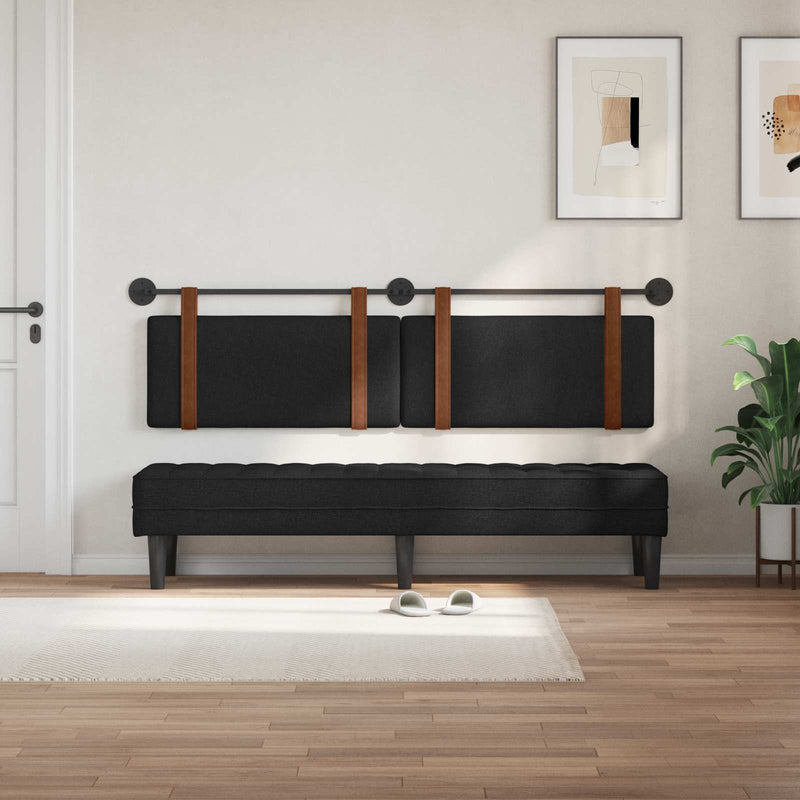 Cap de pat suspendat Pe perete Negru 190 x 55 x 5 cm PU antic