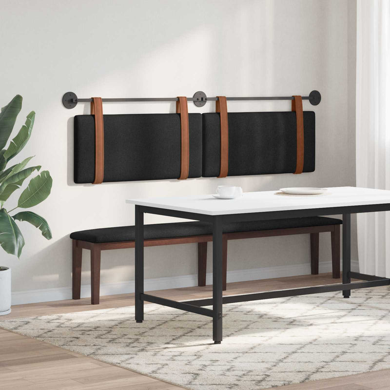 Cap de pat suspendat Pe perete Negru 190 x 55 x 5 cm PU antic