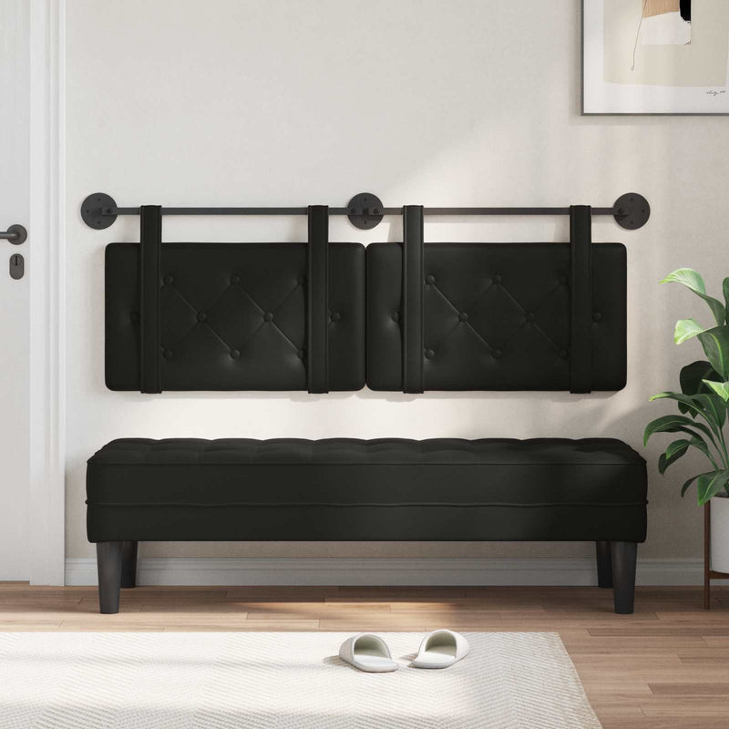 Tăblie de pat suspendată Negru Piele artificială