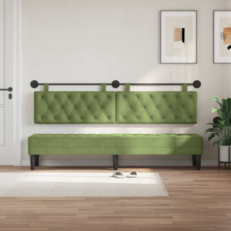 Tăblie de pat suspendată Verde deschis Catifea