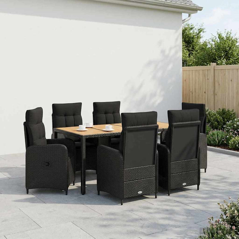 Set dining pentru exterior 7 buc. Negru