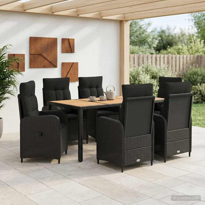 Set dining pentru exterior 7 buc. Negru