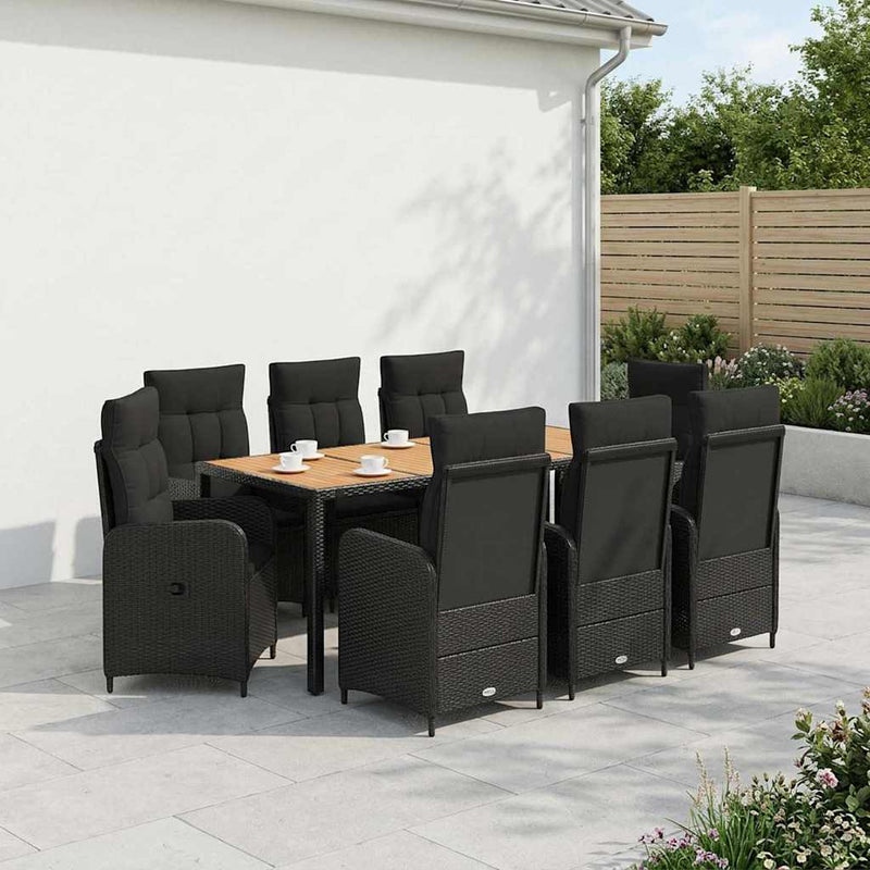 Set dining pentru exterior 9 buc. Negru