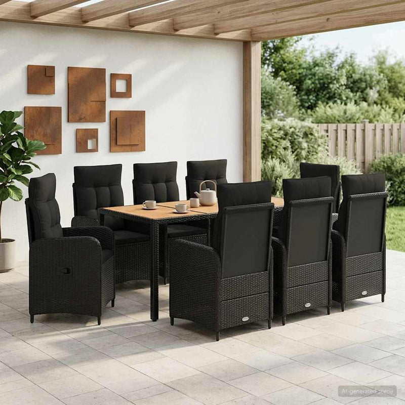 Set dining pentru exterior 9 buc. Negru