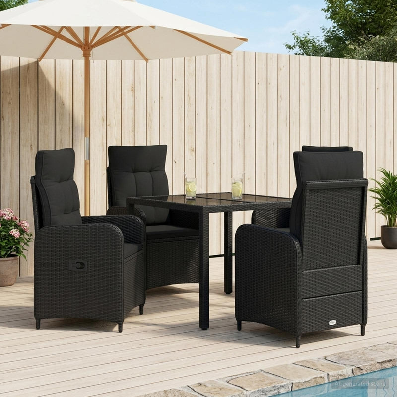 Set dining pentru exterior 5 buc. Negru poliratan