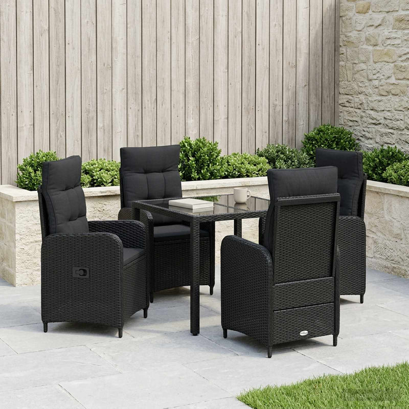 Set dining pentru exterior 5 buc. Negru poliratan