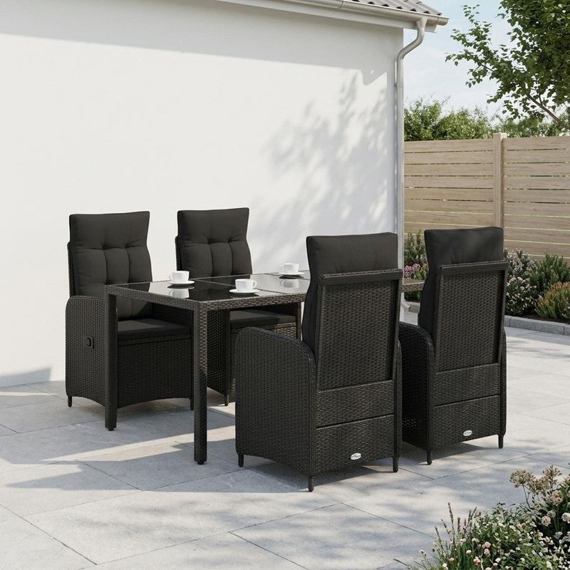 Set dining pentru exterior 5 buc. Negru poliratan