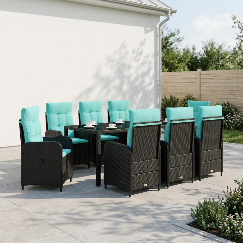 Set dining pentru exterior 9 buc. poliratan