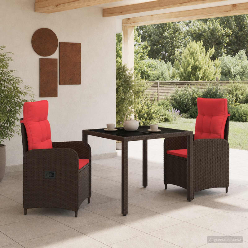 Set dining pentru exterior 3 buc. poliratan