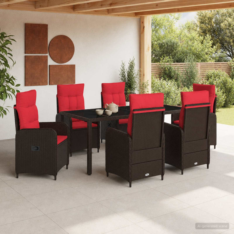 Set dining pentru exterior 7 buc. poliratan