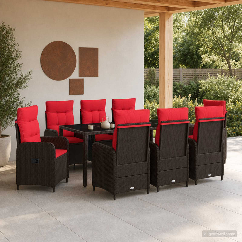 Set dining pentru exterior 9 buc. poliratan