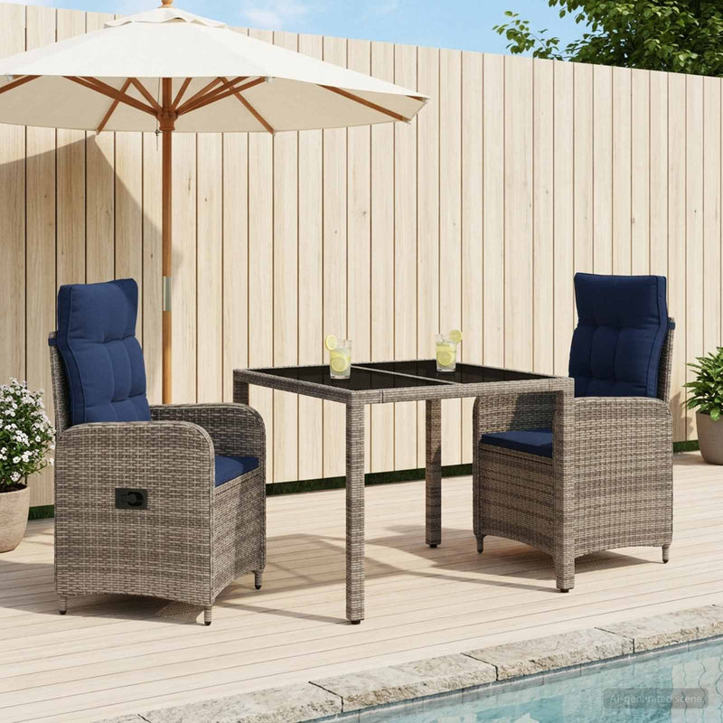 Set dining pentru exterior 3 buc. poliratan