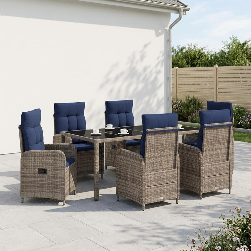 Set dining pentru exterior 7 buc. poliratan