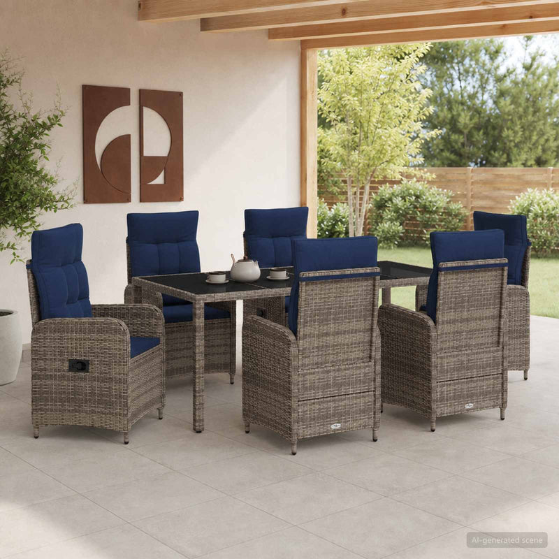 Set dining pentru exterior 7 buc. poliratan