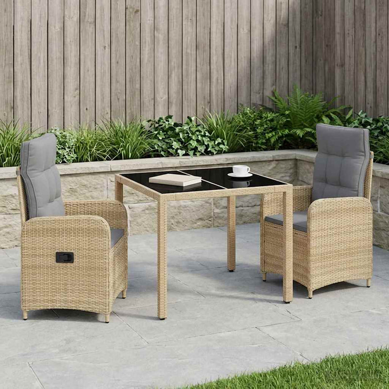 Set dining pentru exterior 3 buc. Beige și gri deschis