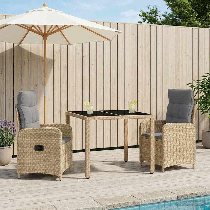 Set dining pentru exterior 3 buc. Beige și gri deschis