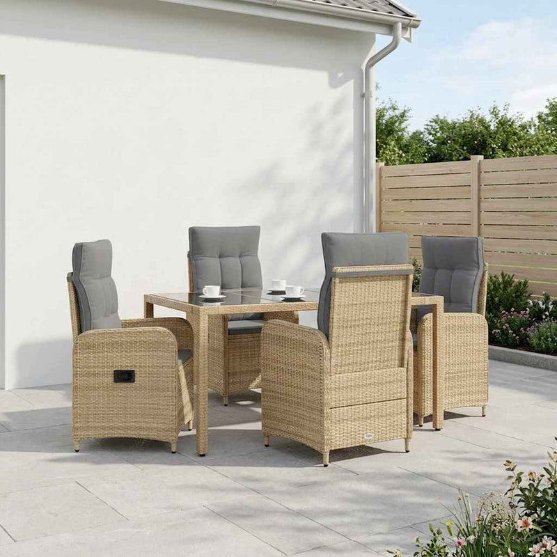 Set dining pentru exterior 5 buc. Beige și gri deschis