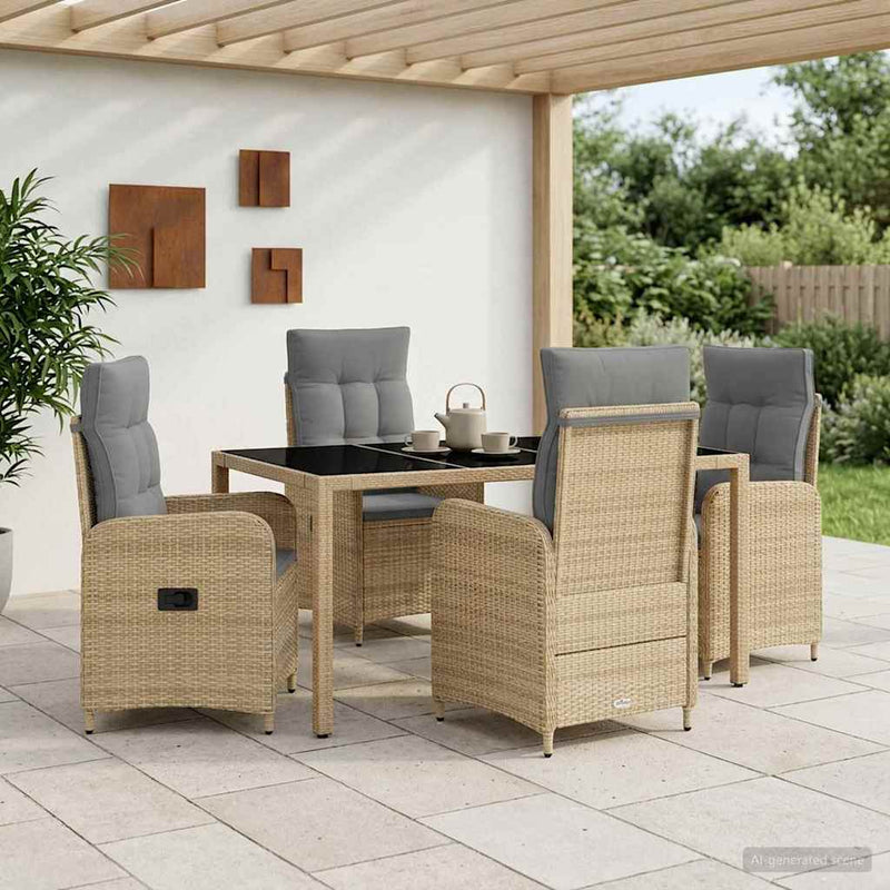 Set dining pentru exterior 5 buc. Beige și gri deschis