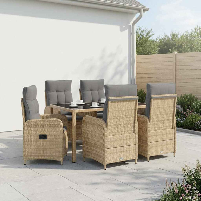Set dining pentru exterior 7 buc. Beige și gri deschis