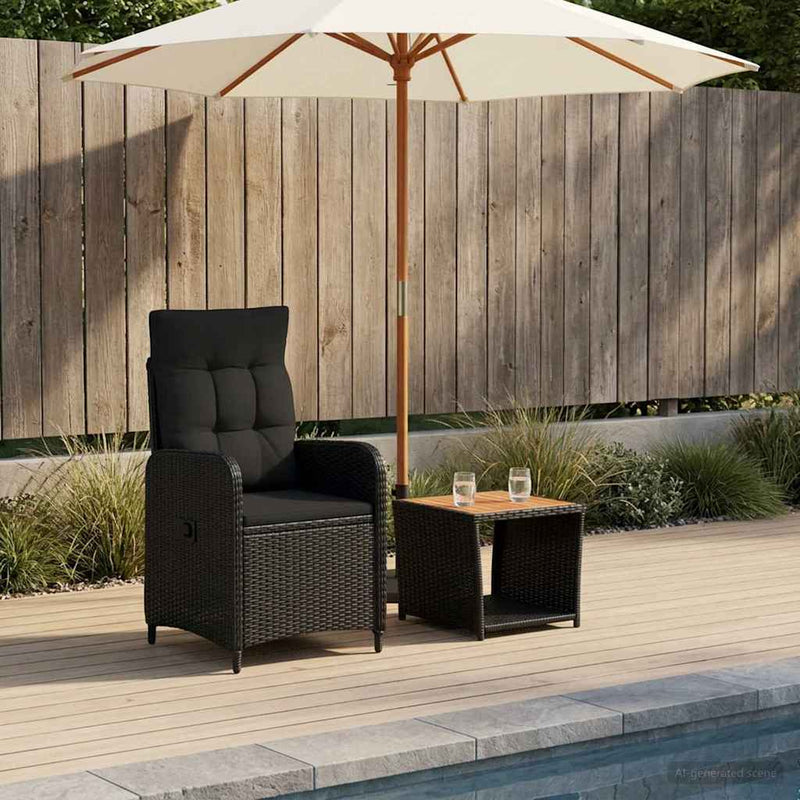 Set de lounge pentru grădină 2 buc. Negru