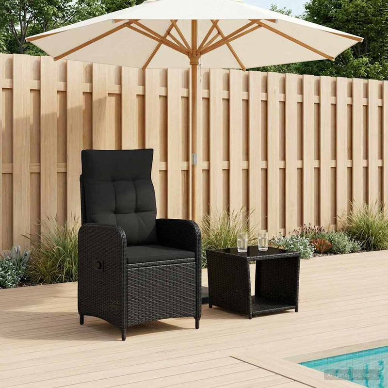 Set de lounge pentru grădină 2 buc. Negru