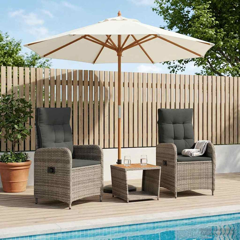 Set de lounge pentru grădină 3 buc. Gri deschis și gri închis
