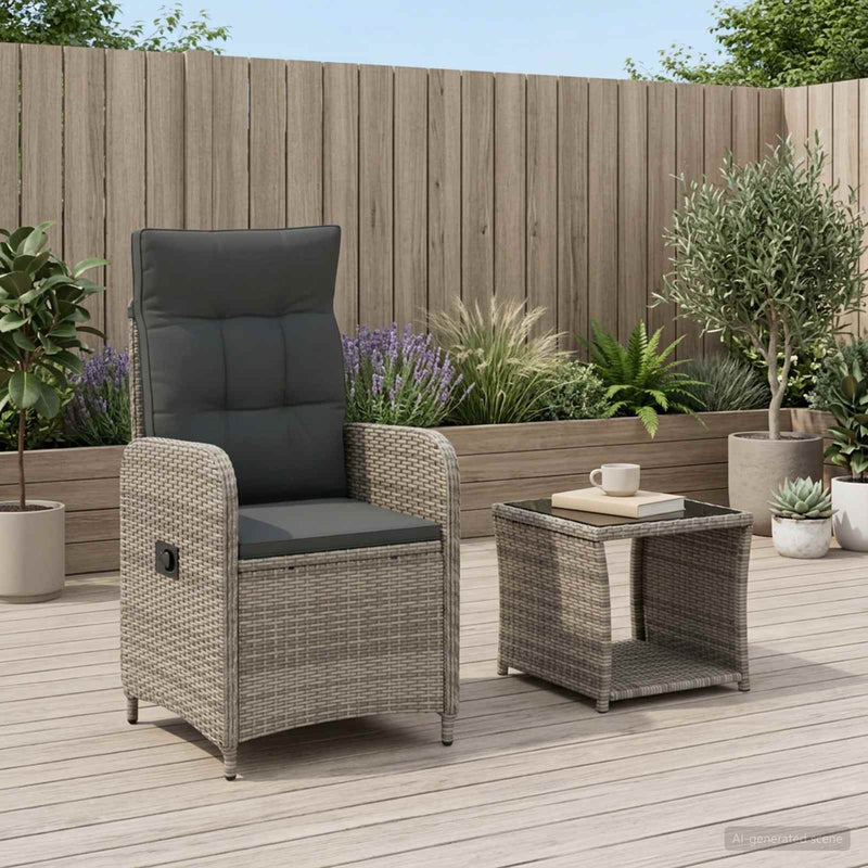 Set de lounge pentru grădină 2 buc. Gri și gri închis