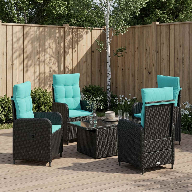 Set dining pentru exterior 5 buc. poliratan