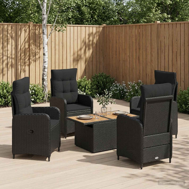 Set dining pentru exterior 5 buc. Negru