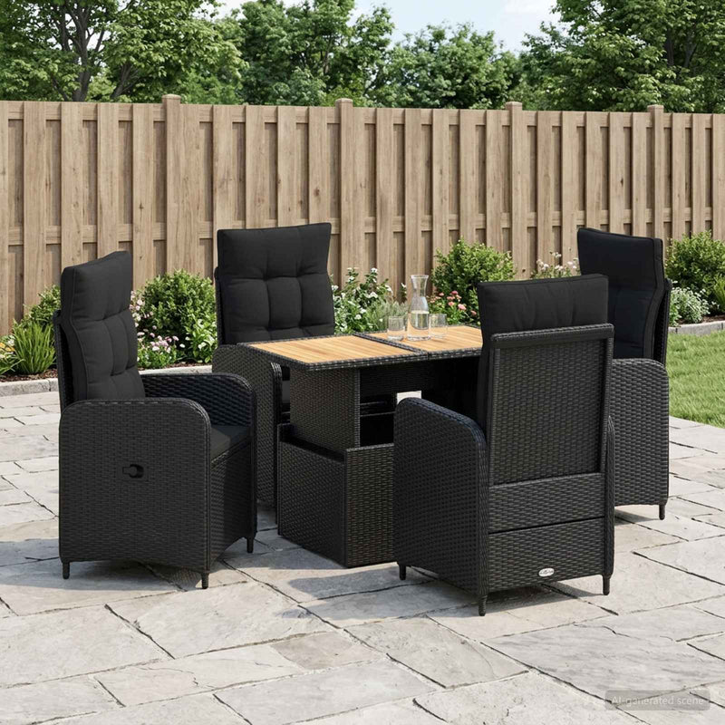 Set dining pentru exterior 5 buc. Negru