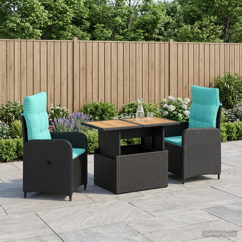 Set dining pentru exterior 3 buc. poliratan
