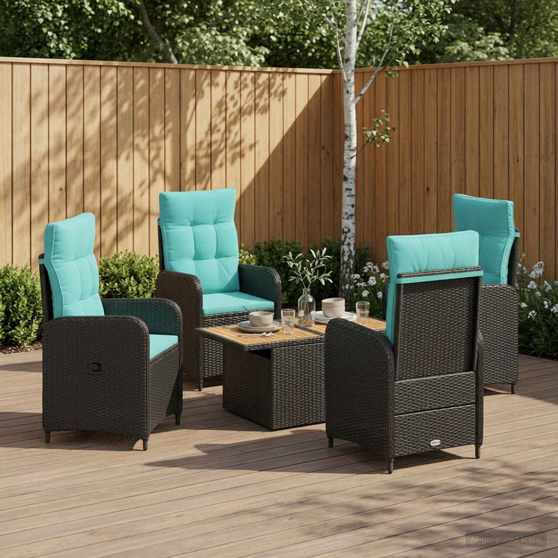 Set dining pentru exterior 5 buc. poliratan