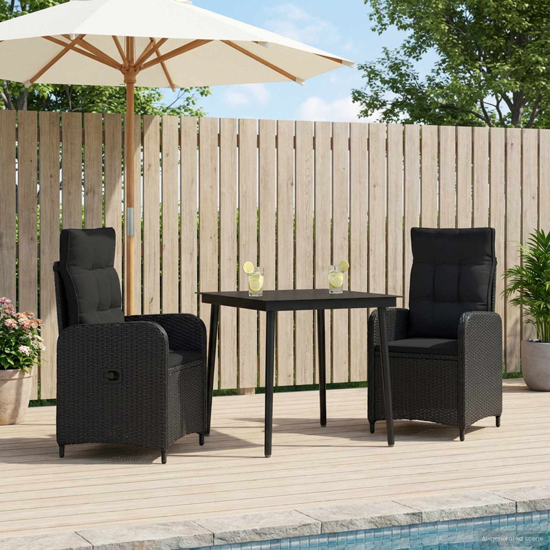 Set masă de canapea 3 buc. Negru