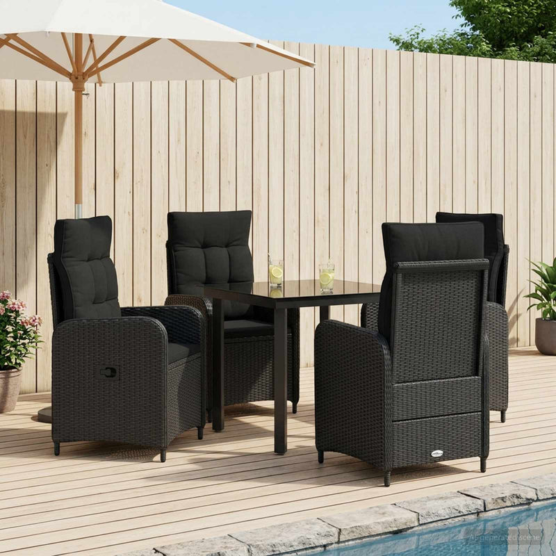 Set de masă pentru grădină 5 buc. Negru