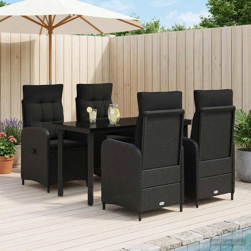 Set de masă pentru grădină 5 buc. Negru