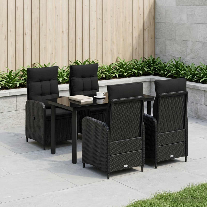 Set de masă pentru grădină 5 buc. Negru